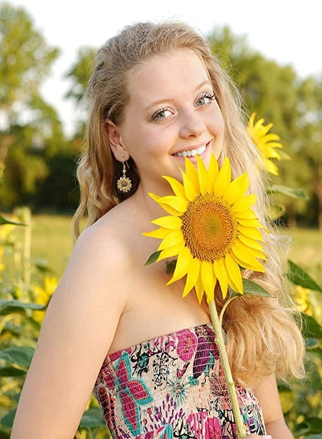 Modpide Antique Gold Sunflower Dangle Earrings Sunflower Necklace Jewelry Set (Antique gold) - Image 3